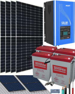 Kit Solar 1500W 24VDC 5700Whdía con Batería de Gel